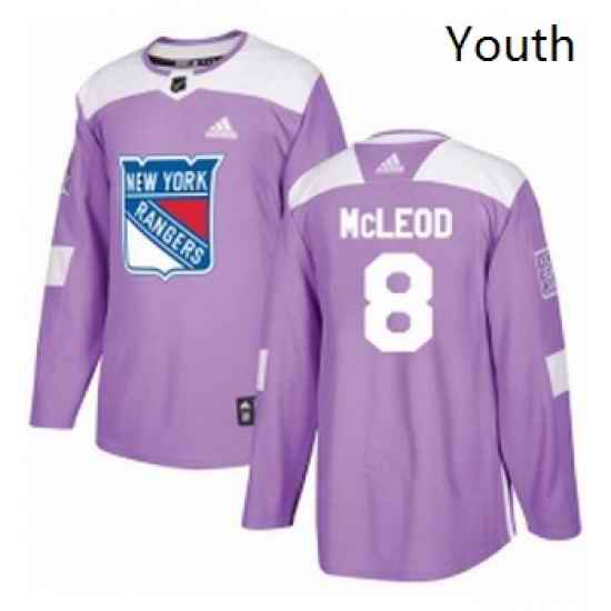 Youth Adidas New York Rangers 8 Cody McLeod Authentic Purple Fights Cancer Practice NHL Jersey